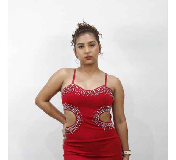 Vestido Americano Marca Love Couture Elegante Con Piedria - Imagen 6
