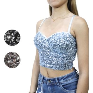 Top Americano Marca Haute Monde De Tiras Y Lentejuelas