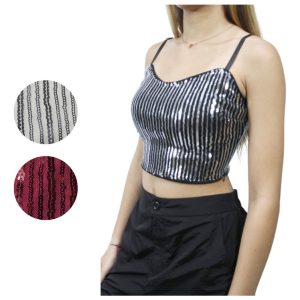 Top Americano Marca Haute Monde Con Tirantes Y Lentejuelas