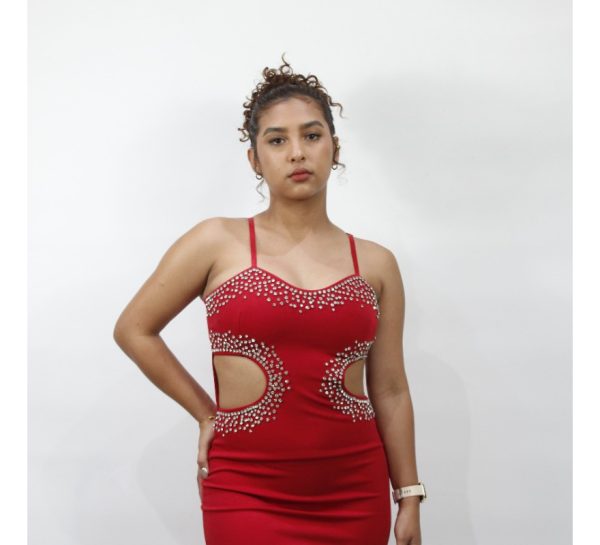 Vestido Americano Marca Love Couture Elegante Con Piedria - Imagen 3