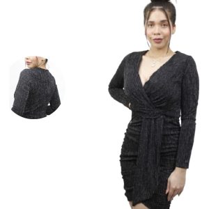 Vestido Americano Marca Iris Con Mangas Tela Brillante