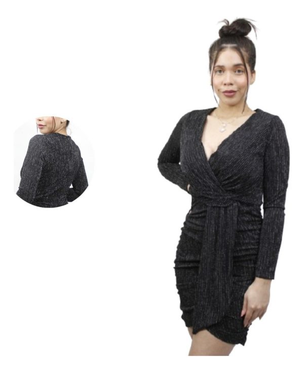 Vestido Americano Marca Iris Con Mangas Tela Brillante