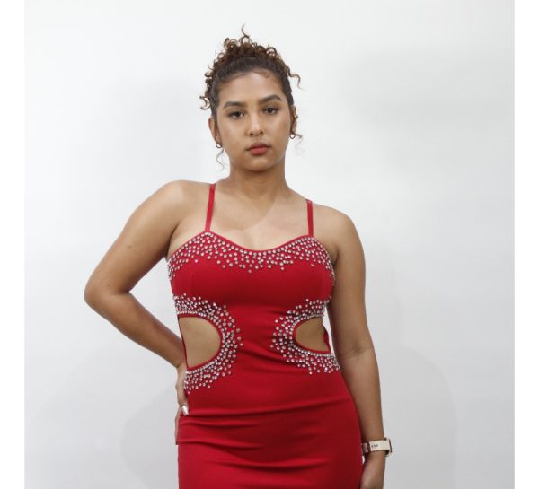 Vestido Americano Marca Love Couture Elegante Con Piedria - Imagen 7