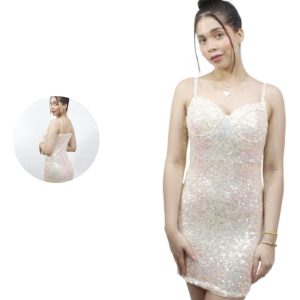 Vestido Americano Marca Haute Monde Sin Mangas C Lentejuelas