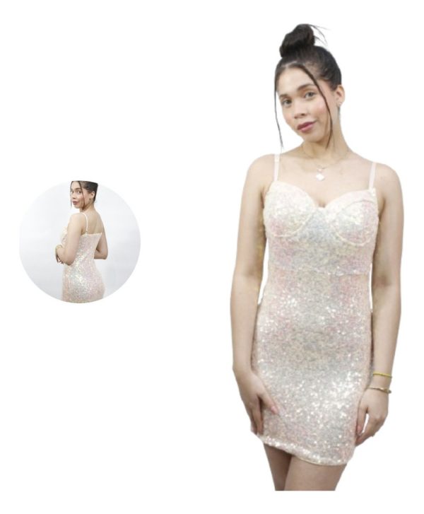 Vestido Americano Marca Haute Monde Sin Mangas C Lentejuelas