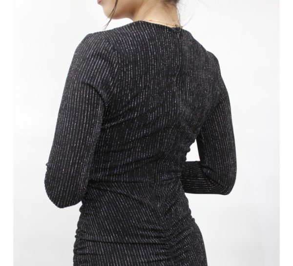 Vestido Americano Marca Iris Con Mangas Tela Brillante - Imagen 5